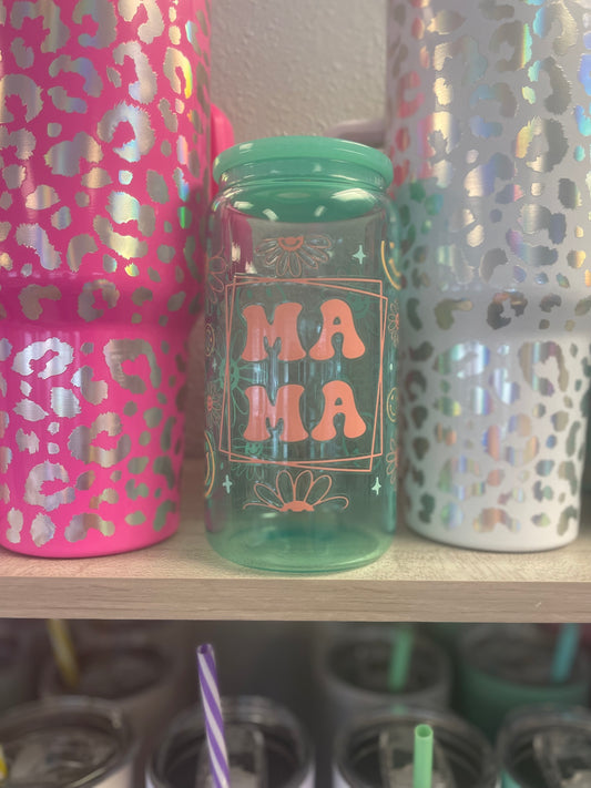 "MAMA" UV DTF Jelly Glass Can